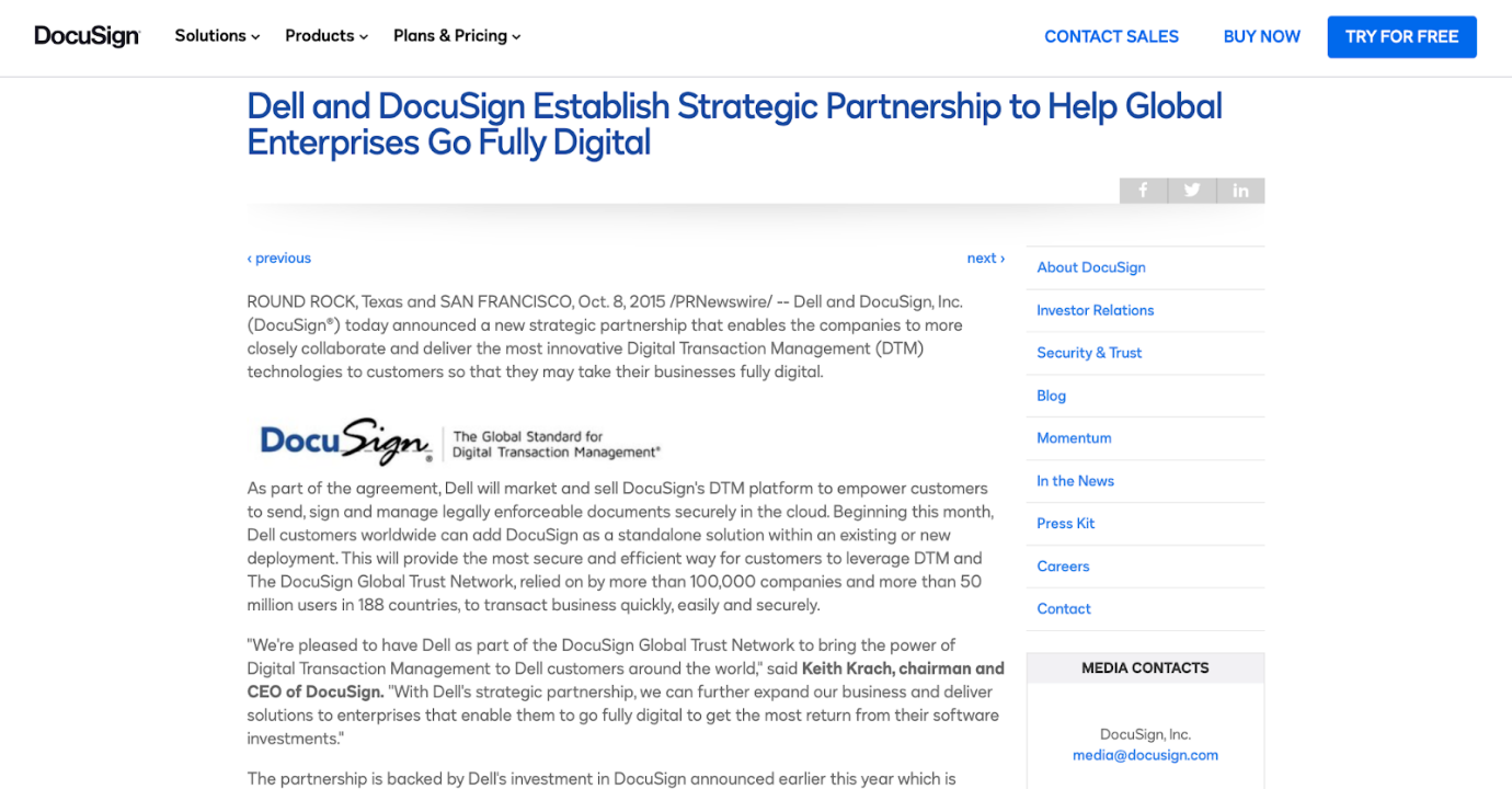 Strategic partnership example