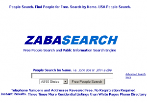 Zabasearch public information search engine